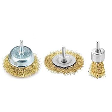 Imagem de ZAANHA 3 pcs/set 6mm escova de arame para broca anexo bronze de polimento revestido escovas de polimento de ferramentas