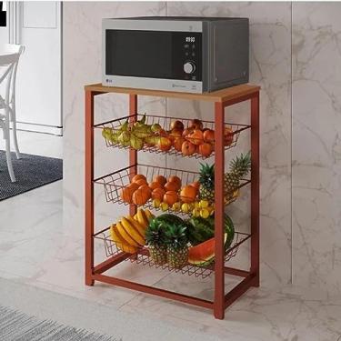 Imagem de Fruteira com Suporte para Micro-ondas Barcelona Aço Cobre Cesto Cobre Tampo Canela