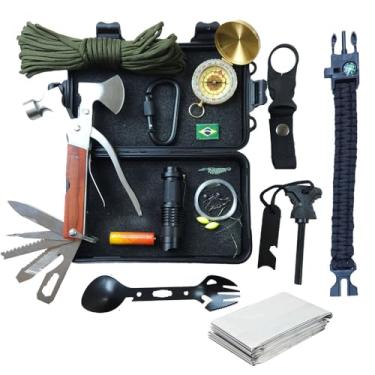 Imagem de Kit De Sobrevivência Pesca Caça Canivete Lanterna Paracord