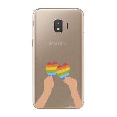 Imagem de Capa Case Capinha Samsung Galaxy  J2 Core Arco Iris Mãos Com Corações