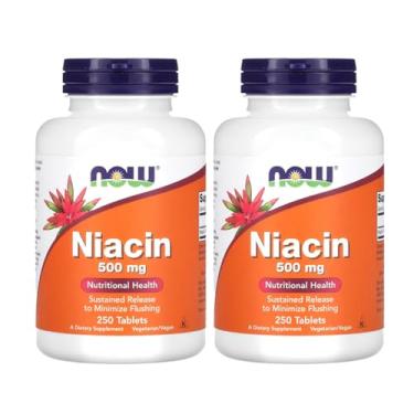 Imagem de Now Foods Niacina 500mg Niacin Vitamina B-3 250 Tablets 2 unidades Produto Importado