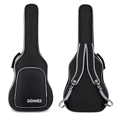 Imagem de Donner Bolsa de guitarra acústica de 104 cm, estojo de guitarra de 0,75 cm, almofada de esponja grossa 600D Ripstop à prova d'água, alça de ombro dupla ajustável, capa macia para guitarra preta