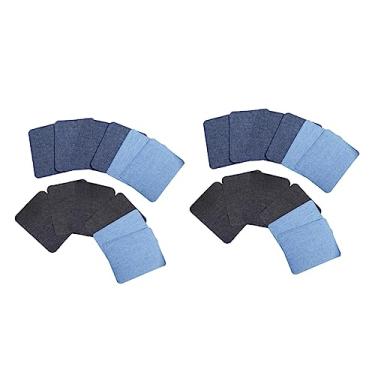 Imagem de EXCEART 72 Peças patches de jeans adesivos de moda kit de reparação de couro costurar camisa cobrir kit de conserto de jeans ferro em remendos de tecido retângulo Fragmento a fábrica pano