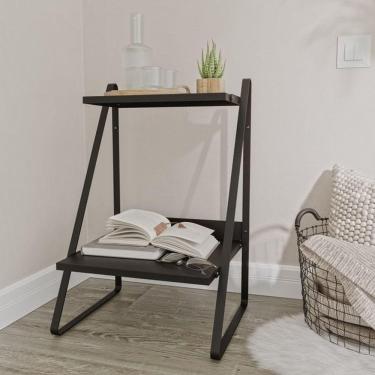 Imagem de Mesa de Cabeceira Nicho em Aço Begônia CabeCasa MadeiraMadeira Preto Fosco