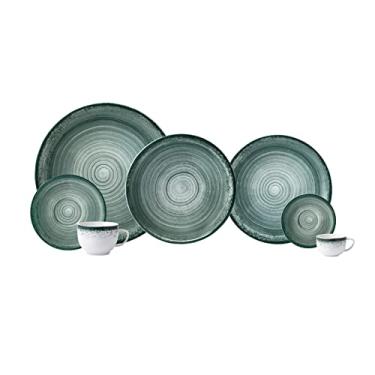 Imagem de Serviço de Jantar, Chá e Café 42 Peças com Bowl Multiuso em Porcelana, Modelo Redondo Oca, Decoração Esfera Verde, Porcelana Schmidt