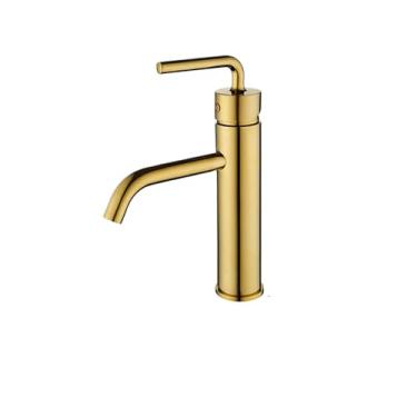 Imagem de Torneira preta para banheiro, ouro rosa, ouro escovado, torneira misturadora de água de cobre montada, alta e preta Short disponível, short dourado polido