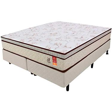 Imagem de Cama Box King Colchão Molas Ensacadas + Box Microfibra Bege Bf Colchões 193x203x57cm
