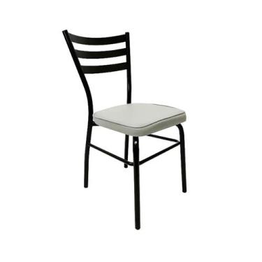 Imagem de Cadeira De Cozinha Com Reforço Preta Assento Grosso Cinza - Poltronas