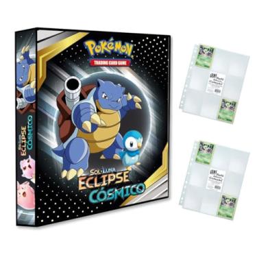Imagem de Pokémon Tcg - Álbum Pasta tipo Fichário para Cards SOL&LUA - Eclipse Cósmico + 20 folhas Amarelo, Azul, Preto