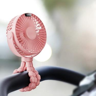 Imagem de Ventilador portátil de carregamento USB pequeno, adequado para assentos de carro, carrinhos de bebê, bicicletas e esteiras, essencial para viagens e férias. (rosa)