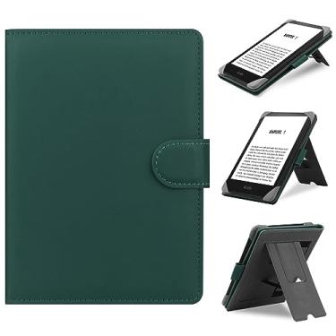 Imagem de HoYiXi Capa universal compatível com Kobo/Pocketbook/Tolino/Sony E-Book eReader Kindle Paperwhite/Kobo Clara HD/Kobo Clara 2E capa de couro para e-book de 6 a 6,8 polegadas, verde