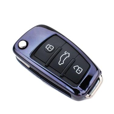Imagem de CSHU TPU Car Key Case Cover Keychain Ring Key Bag, apto para Audi A3 8p 8v A4 B7 B8 B5 B9 A1 A5 Q7 Q7 Q5 A6 4f C6 C5 C7 C4 Tt Q3 S3 A7 A8 C4 TT 8N, Preto