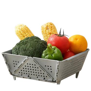 Imagem de Cesta Secar Frutas Verduras Vegetais Legumes Dobravel Fruteira Organizadora Porta Objetos Cozinha Casa Sala Decoraçao