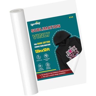 Imagem de Lzerking Sublimação Htv para tecido escuro 30,5 cm x 3,7 m Vinil de sublimação fosco para camisas de algodão, presentes DIY, vinil de transferência de calor Subli fácil compatível com xTool M1,