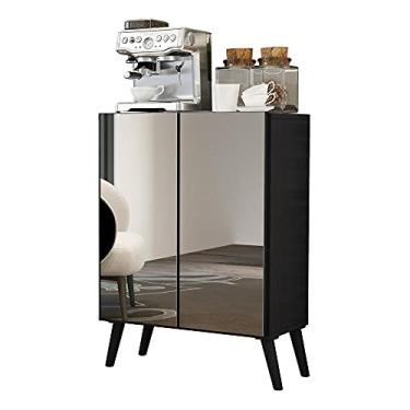 Imagem de Aparador Retrô com Espelho Multimóveis Cantinho do Café com 2 Portas Fg3613 Preto