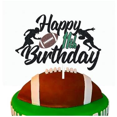 Imagem de Happy 11th Birthday Football Cake Topper 11st Birthday Party Decorations Eleven Years Old Rugby Player Scene Cake Decoration For Kids Sport Theme Eleventh Birthday Party Supplies for Boys (11)
