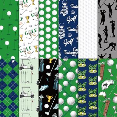 Imagem de 24 peças de bloco de papel de scrapbook com estampa de golfe, papel decopodge de dupla face com tema esportivo para álbuns, faça você mesmo, fundo decorativo para cartões