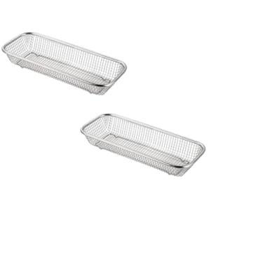 Imagem de 2 Escorredor Em Inox Retangular Multiuso Fruteira Alimentos