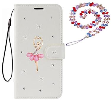 Imagem de Capa para Samsung Galaxy M22, capa protetora de couro brilhante e alça de pescoço [suporte] [compartimentos para cartões] [fecho magnético] para Samsung Galaxy F22 (# 32)