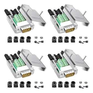 Imagem de Willwewon 4 peças cabeça macho concha de metal DB9 conector breakout junta livre de soldagem DB9 pino cabeça de porta serial 9 pinos RS232 porta serial COM 485 plugue