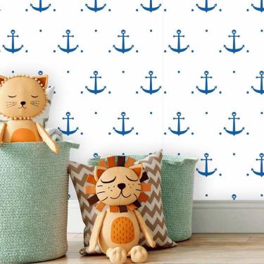 Imagem de Papel De Parede Infantil Baby Adesivo Ancora Azul 3M