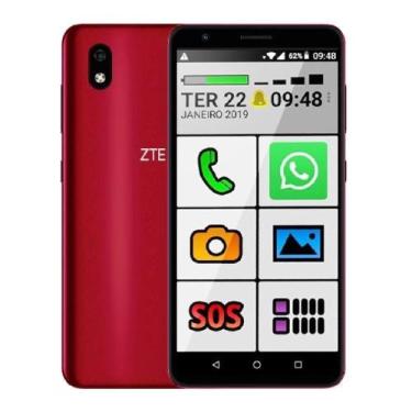 Imagem de Smartphone Zte Celular Para Idoso 32gb Botao Grande Fone Sos, Vermelho