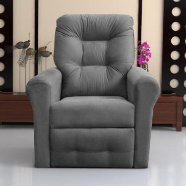 Imagem de Poltrona para Descanso Reclinável Lima Suede Cinza - Mais de Casa