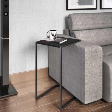 Imagem de Mesa Lateral Para Sala Industrial Com Estrutura em Aço 35cm - Artesano