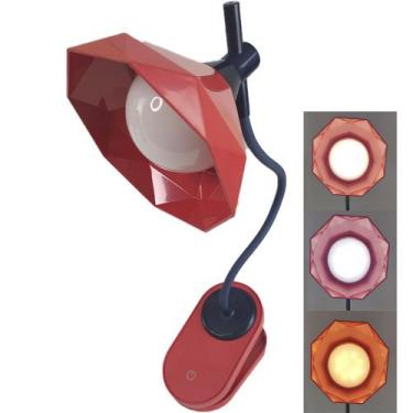 Imagem de Luminaria de Mesa Com Garra Flexivel Diamante Presilha Touch Led 3 Cor