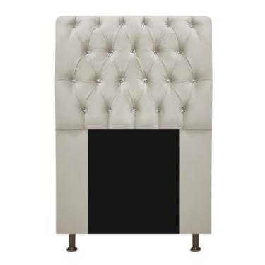 Imagem de Cabeceira Lady Estofada com Strass 90 cm para Cama Box Solteiro Suede Bege Quarto - AM Decor