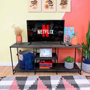 Imagem de Rack de TV Industrial de Ferro e Madeira 1,20m Tabaco e Preto - ArtFac