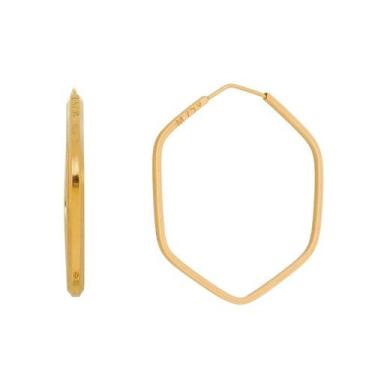 Imagem de Brinco de ouro 18k Argola hexagonal 1,7Cm - Elegancy Joias