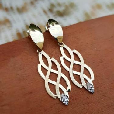 Imagem de Brinco de ouro 18k Luxo Estampado - Elegancy Joias