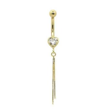 Imagem de Piercing de ouro 18k de umbigo com coração - Elegancy Joias