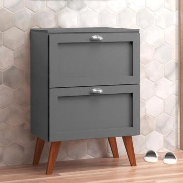 Imagem de Gabinete para Banheiro com Tampo 60cm Retro Mdf Grafite Milano - On Móveis