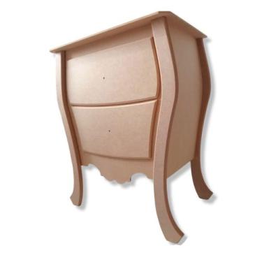Imagem de Criado 2 Gavetas Bombe Retro Decoração Quarto Mdf Cru - ARTESANAL