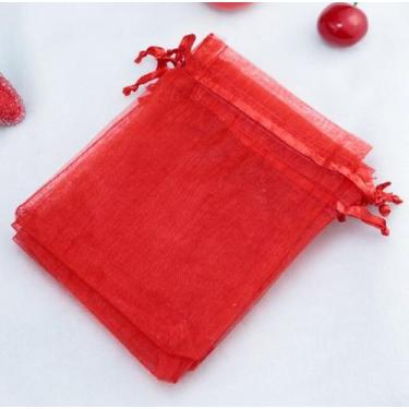 Imagem de 20 Saquinhos De Organza 20x30 Vermelho Carmesim Fita Cetim - OKABOX