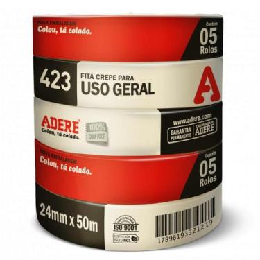Imagem de Kit 5RL Fita Crepe 24x50 423 Uso Geral Tapefix - Adere