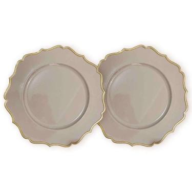 Imagem de Kit 2 Un Sousplat Bege C/ Dourado Polipropileno 33Cm Rafimex