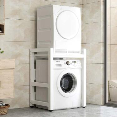 Imagem de Armário de máquina de lavar roupa de tambor, unidade de armazenamento de máquina de lavar, kit de empilhamento para lavadora e secadora, prateleira de armazenamento de máquina de lavar para