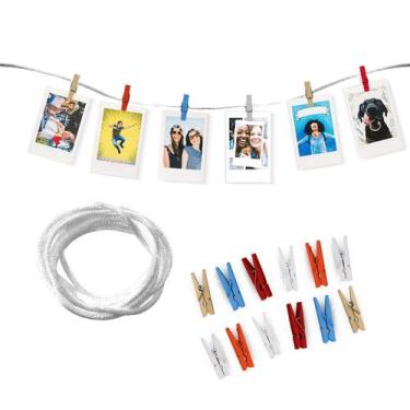 Imagem de Varal de Fotos Decorativo Branco 5m com 30 Prendedores Coloridos - TUD