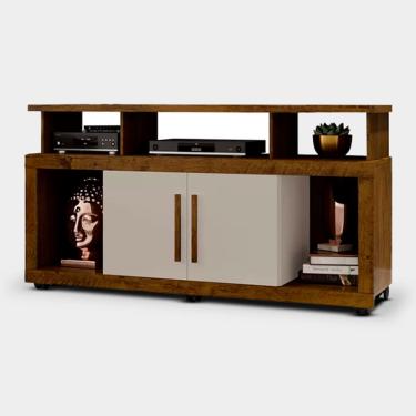 Imagem de Rack Bancada Sala com Pés de Rodinha e 2 Portas Star  135x70cm