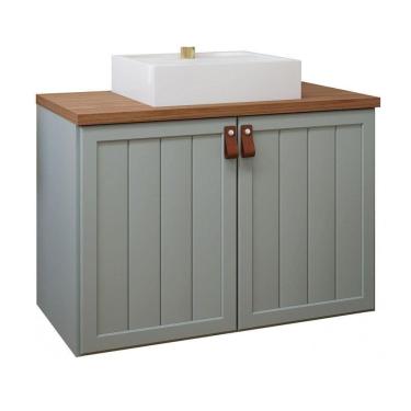 Imagem de Gabinete Para Banheiro 80cm 100% Mdf 2 Portas Alure Mgm Móveis Pistache/freijo Pistache/freijo