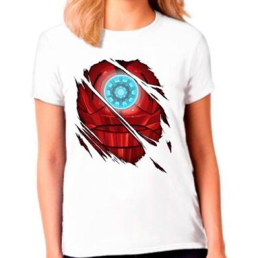 Imagem de Camiseta homem de ferro feminina - DESIGN CAMISETAS, Branco, P