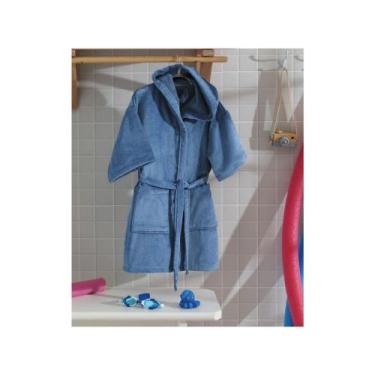 Imagem de Roupão Infantil Döhler Felpa Velour com Capuz - Azul - Azul
