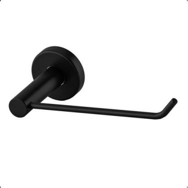 Imagem de Porta Papel Higiênico Aço Inox e Metal Preto Fosco Acetinado Modelo At