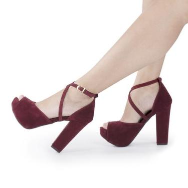 Imagem de Sandália Feminina Meia Pata Salto Grosso Tiras P11 - Modarpe, Marsala,