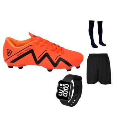 Imagem de Chuteira Campo Control Speed Gramado Travas Futebol + Meião Short Reló