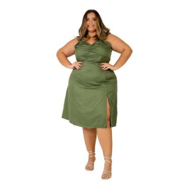 Imagem de Vestido Feminino Midi Fenda Lateral Alça Plus Size Casual - Thania Mod