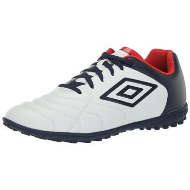 Imagem de Umbro Tênis masculino Classico Xi Tf Soccer Turf, Branco/azul marinho/vermelho, 43